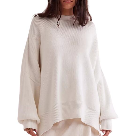Free People Easy Street Tunic Painted White Oversized Medium - Picture 1 of 8